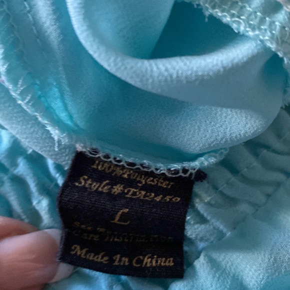 SOLD  Mine Teal Blouson Ruffle Front Blouse - Picture 11 of 11